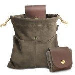 Collapsible Leather Canvas Foraging Pouch - Green