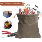 Collapsible Leather Canvas Foraging Pouch - Green