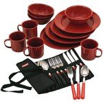 Coleman 24-Piece Enamel Dinnerware Set for Camping