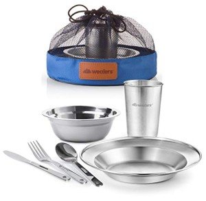 Wealers Stainless Steel Camping Mess Kit for One