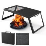 Portable Folding Campfire Grill with Heavy Duty Grate