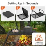 Portable Folding Campfire Grill with Heavy Duty Grate
