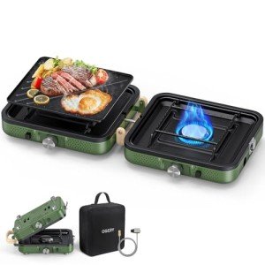 Portable 2-Burner Camping Stove with Griddle