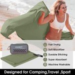 Super Absorbent Microfiber Camping Towel - Army Green