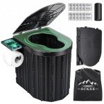 Portable Camping Toilet with Lid and Paper Holder