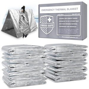Swiss Safe 10-Pack Mylar Emergency Blankets for Camping