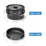 Odoland 15pcs Camping Cookware Mess Kit, Non-Stick Set