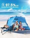OutdoorMaster 4-Person Pop Up Beach Tent - Blue