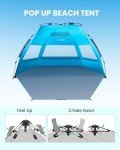 OutdoorMaster 4-Person Pop Up Beach Tent - Blue