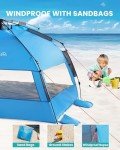 OutdoorMaster 4-Person Pop Up Beach Tent - Blue