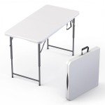 Adjustable Height 4-Foot Foldable Camping Table