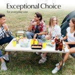 Adjustable Height 4-Foot Foldable Camping Table