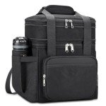 Insulated Double Deck Cooler Lunch Bag - Black