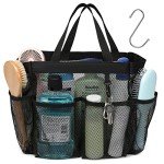 Portable Mesh Shower Caddy with 7 Pockets - Black