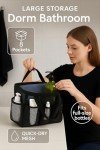 Portable Mesh Shower Caddy with 7 Pockets - Black