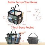 Portable Mesh Shower Caddy with 7 Pockets - Black