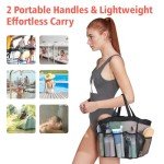 Portable Mesh Shower Caddy with 7 Pockets - Black