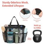 Portable Mesh Shower Caddy with 7 Pockets - Black