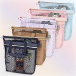 Quick-Dry Mesh Shower Bag with Zipper and Pockets