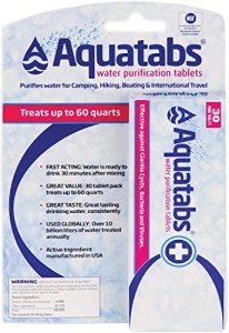 Aquatabs Water Purification Tablets for Camping 30 Pack