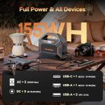 MARBERO 155Wh Portable Power Station with 6 Outputs