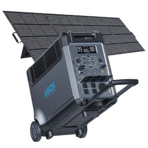 Portable Power Station with 200W Solar Panel, 3840Wh/3600W Electric Solar Generator for Garage, Home, Off-Grid Living, Camping, RVs, Outdoor Adventures, Power Outages