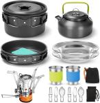 16-Piece Camping Cookware Set with Folding Stove