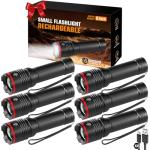 6-Pack Mini Rechargeable LED Flashlights for Camping