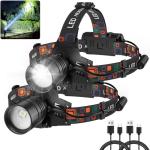 Bright Rechargeable Headlamp 2-Pack with Adjustable Light