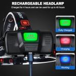 Bright Rechargeable Headlamp 2-Pack with Adjustable Light