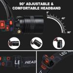 Bright Rechargeable Headlamp 2-Pack with Adjustable Light