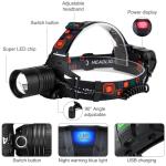 Bright Rechargeable Headlamp 2-Pack with Adjustable Light
