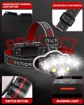 Victoper Rechargeable LED Headlamp with Red Light