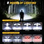 MIOISY Rechargeable 8-LED Waterproof Headlamp