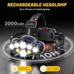 MIOISY Rechargeable 8-LED Waterproof Headlamp