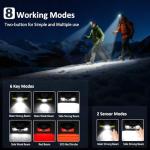 Rechargeable Bright Headlamp with Motion Sensor, 2-Pack