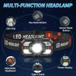 Rechargeable LED Headlamp with Red Light, 2-Pack