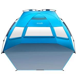 OutdoorMaster 4-Person Pop Up Beach Tent - Blue