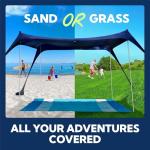 SUN NINJA Beach Tent Shelter with UPF50+ Protection, Includes Sand Shovel, Ground Pegs, Stability Poles, Outdoor Pop Up Shade Canopy for Camping, Fishing, Backyard Fun