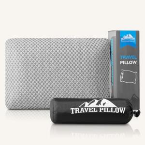 Memory Foam Camping Travel Pillow - Light Grey
