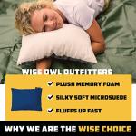 Wise Owl Camping Pillow – Memory Foam Travel Companion