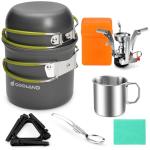 Odoland 8-Piece Camping Cookware Set with Stove