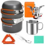 Odoland 8-Piece Camping Cookware Set with Stove