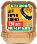 8-Inch Disposable Air Fryer Parchment Sheets, 120 Pack