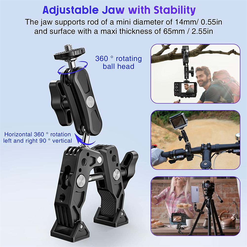 Camera Clamp Mount w/ Ballhead for Canon/Nikon DSLR