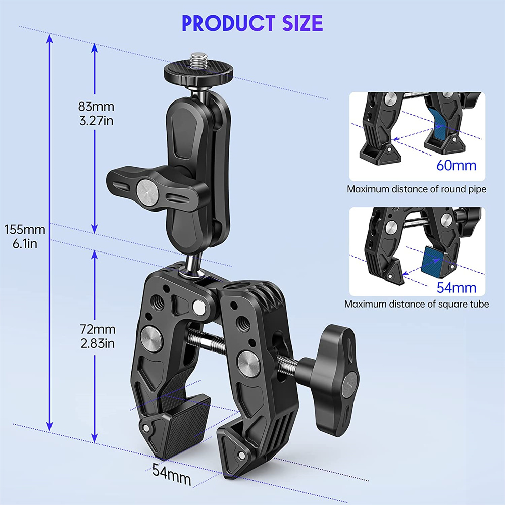 Camera Clamp Mount w/ Ballhead for Canon/Nikon DSLR