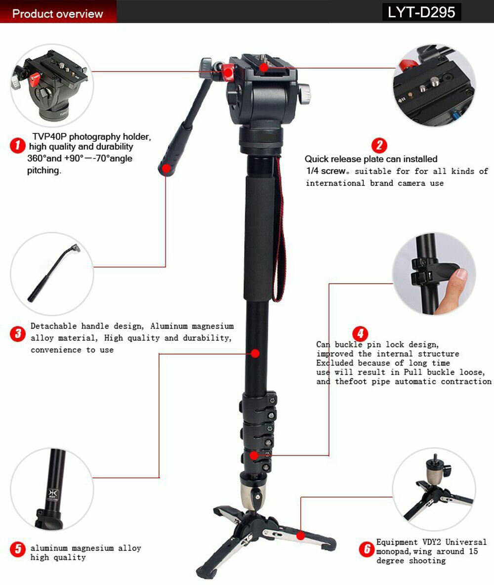 72" Heavy Duty Monopod with Fluid Head