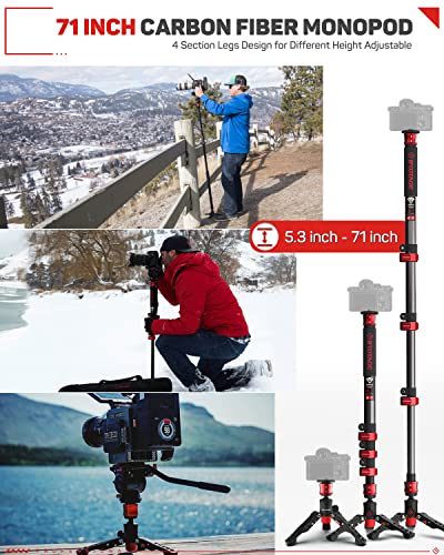 Carbon Fiber Camera Monopod with Base Tripod Compatibility