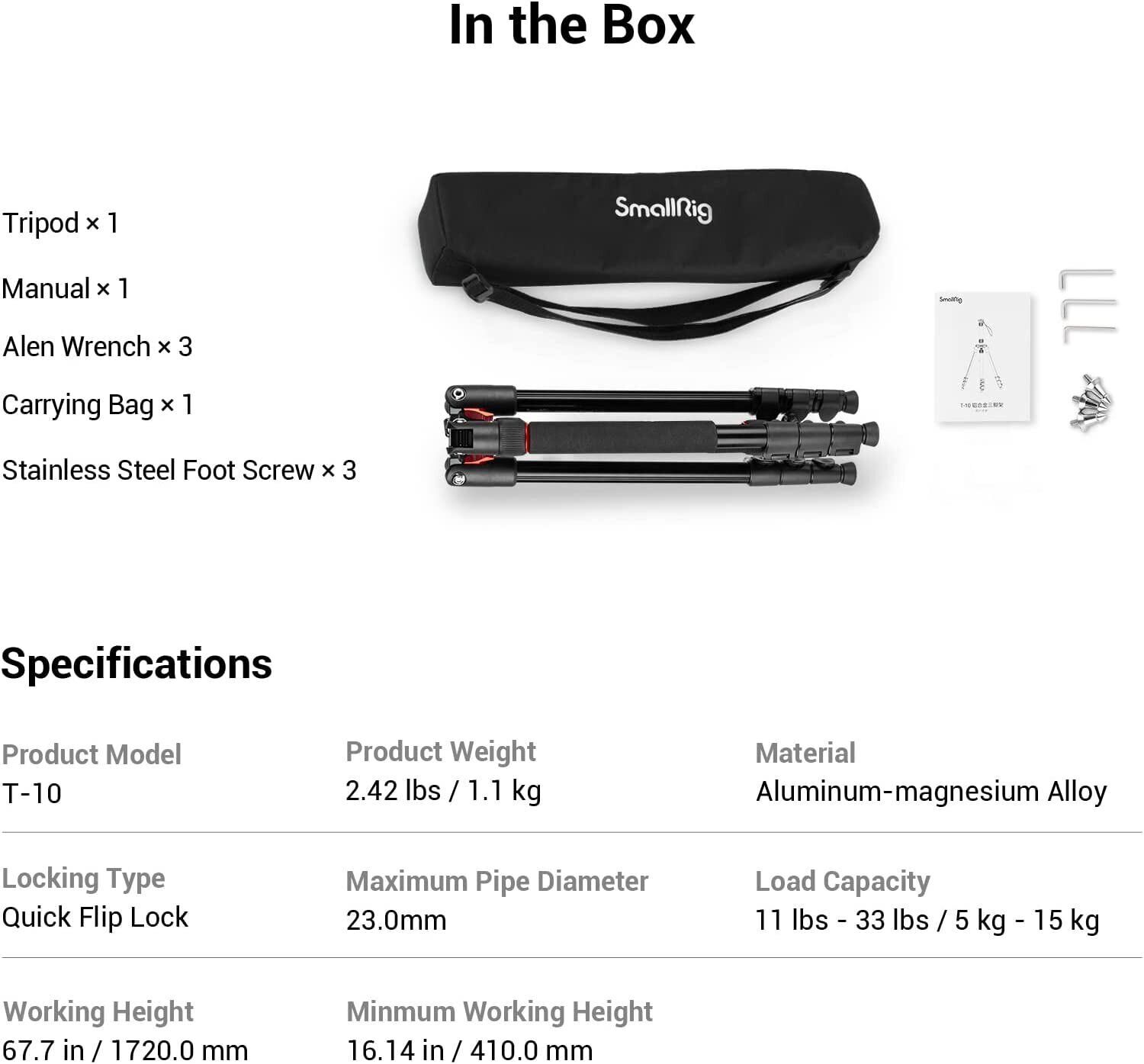 SmallRig 68" Camera Travel Tripod