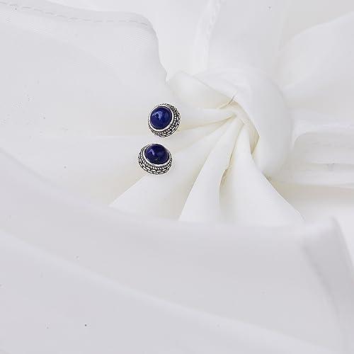 Blue lapis lazuli silver stud earrings - Hypoallergenic